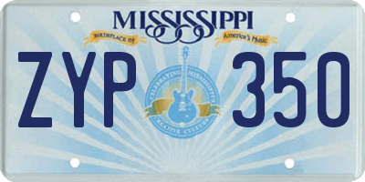MS license plate ZYP350