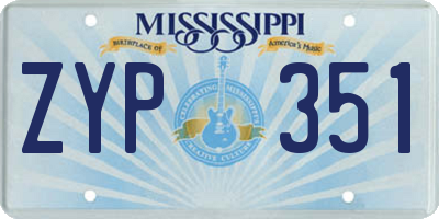 MS license plate ZYP351