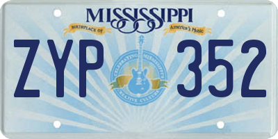 MS license plate ZYP352