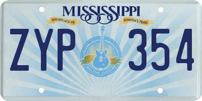 MS license plate ZYP354