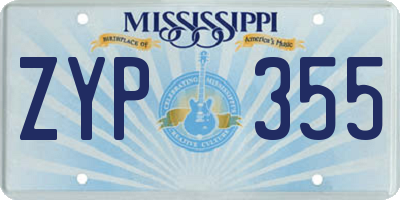 MS license plate ZYP355