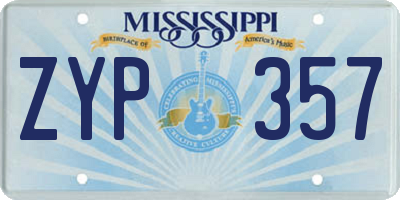 MS license plate ZYP357