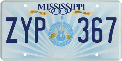 MS license plate ZYP367