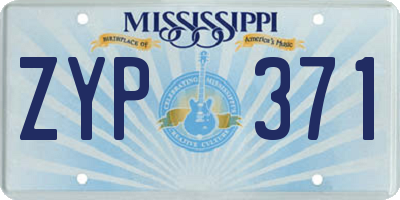 MS license plate ZYP371
