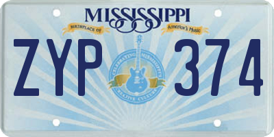 MS license plate ZYP374