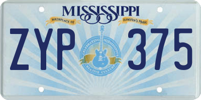 MS license plate ZYP375