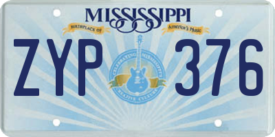 MS license plate ZYP376