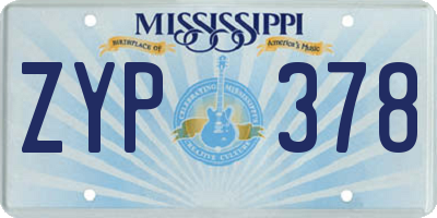 MS license plate ZYP378