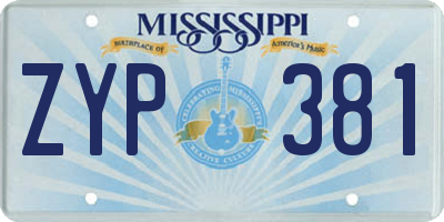 MS license plate ZYP381