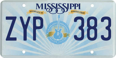 MS license plate ZYP383