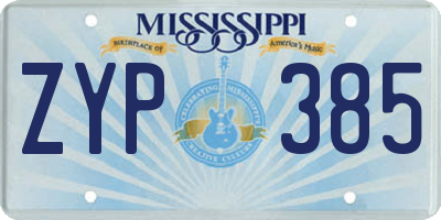 MS license plate ZYP385