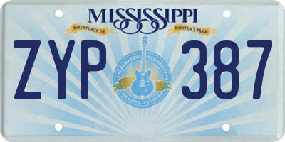 MS license plate ZYP387