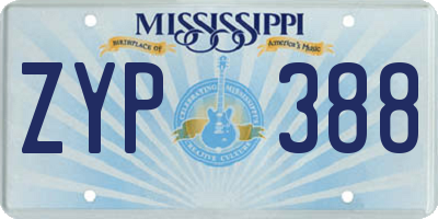 MS license plate ZYP388