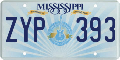 MS license plate ZYP393
