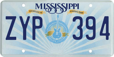 MS license plate ZYP394