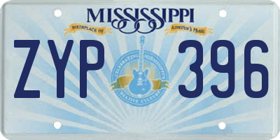 MS license plate ZYP396