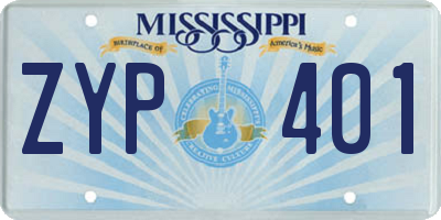 MS license plate ZYP401