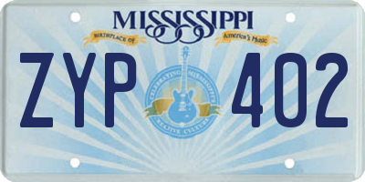 MS license plate ZYP402