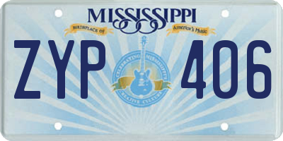 MS license plate ZYP406