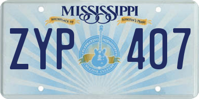 MS license plate ZYP407
