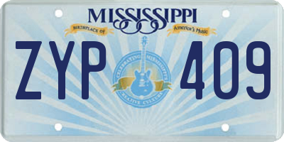 MS license plate ZYP409