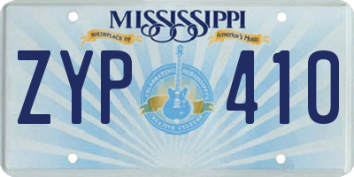 MS license plate ZYP410