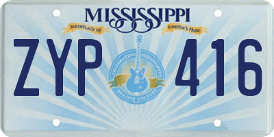 MS license plate ZYP416