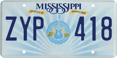 MS license plate ZYP418