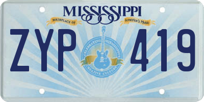 MS license plate ZYP419