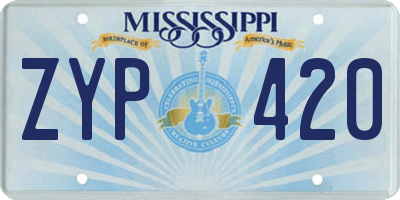 MS license plate ZYP420