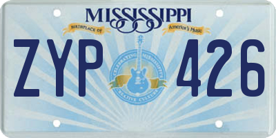 MS license plate ZYP426