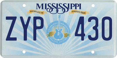 MS license plate ZYP430