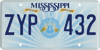 MS license plate ZYP432