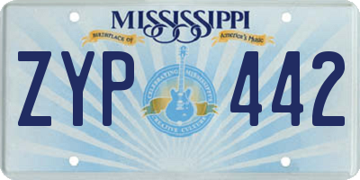 MS license plate ZYP442