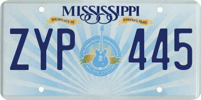 MS license plate ZYP445