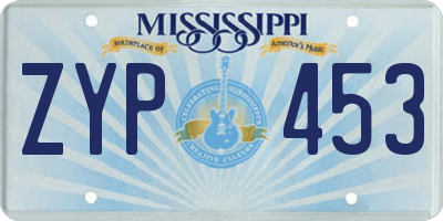 MS license plate ZYP453