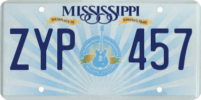 MS license plate ZYP457