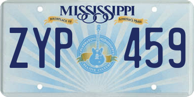 MS license plate ZYP459
