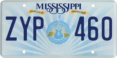 MS license plate ZYP460