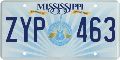 MS license plate ZYP463