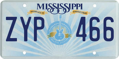 MS license plate ZYP466