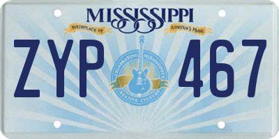 MS license plate ZYP467