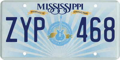 MS license plate ZYP468