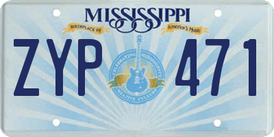 MS license plate ZYP471