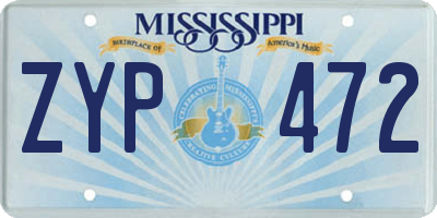 MS license plate ZYP472
