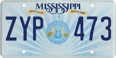 MS license plate ZYP473