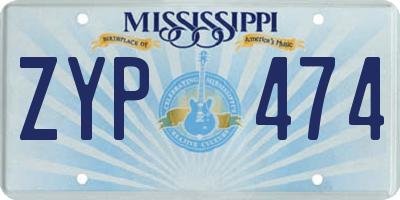 MS license plate ZYP474