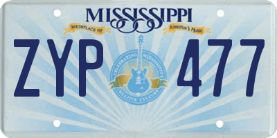 MS license plate ZYP477