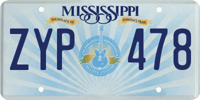 MS license plate ZYP478