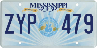 MS license plate ZYP479